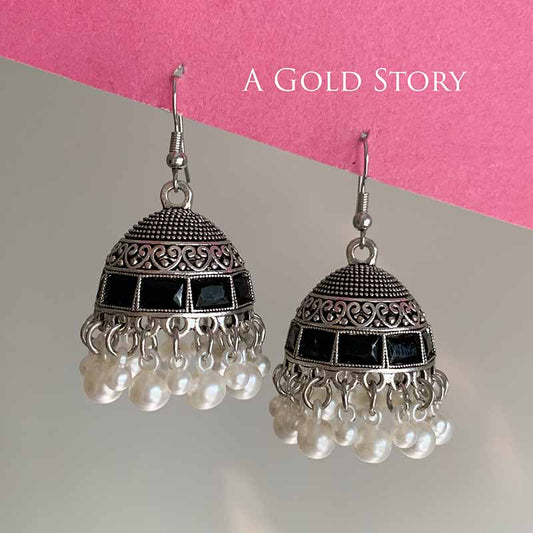 AFRA JHUMKAY SILVER BLACK