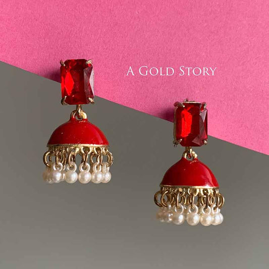 ABEEHA MEENAKARI JHUMKAY RED
