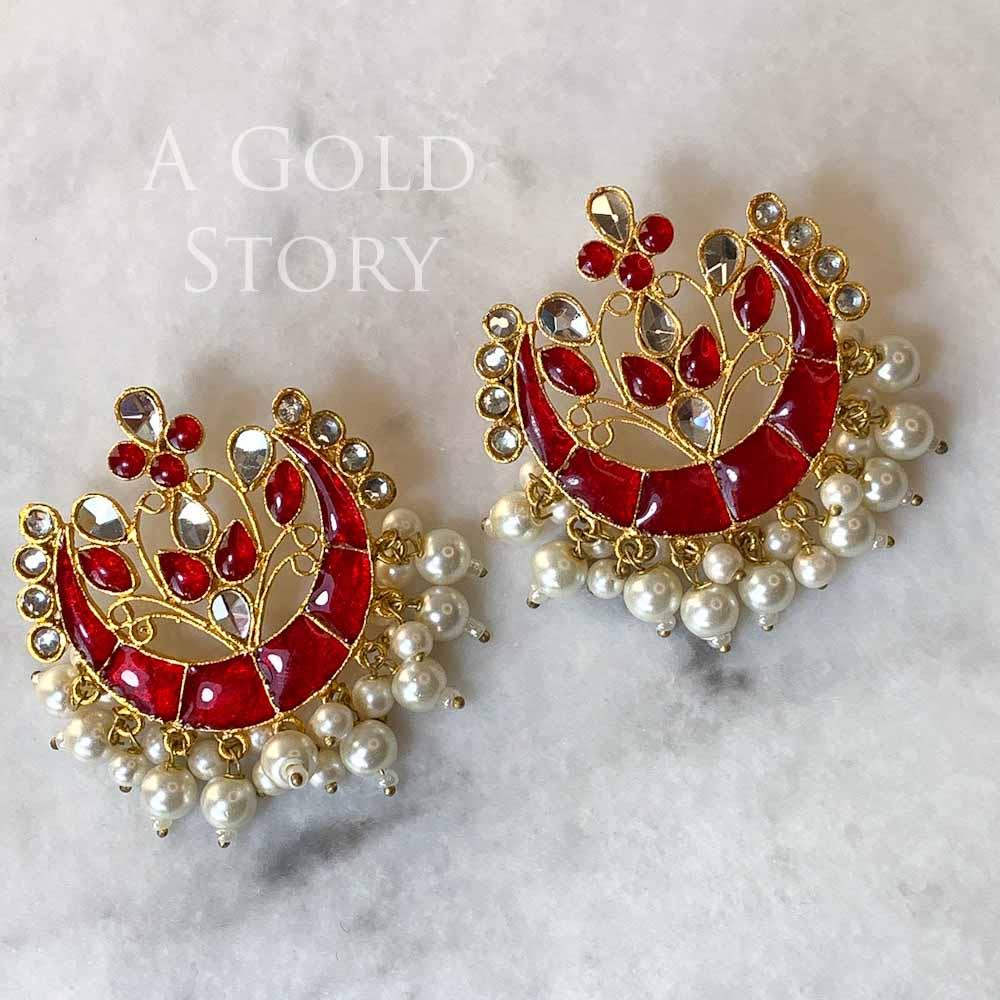 LAILA EAR STUDS AND TIKKA RED - Basics by A Gold Story