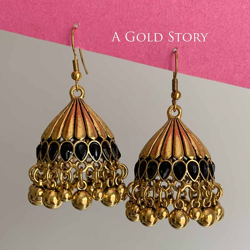 REEM JHUMKAY GOLDEN BLACK