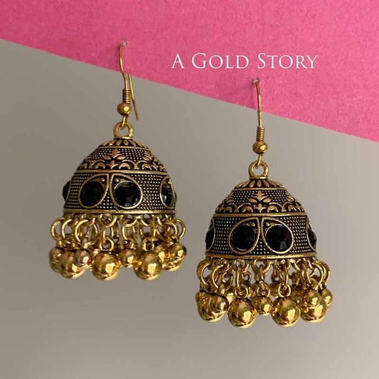 FATIN EARRINGS GOLDEN BLACK