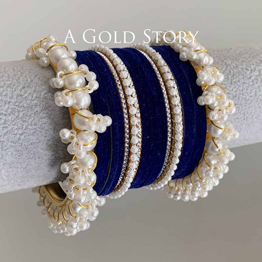 TABEER VELVET BANGLES SET BLUE
