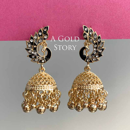 PEACOCOK JHUMKAY GOLDEN BLACK