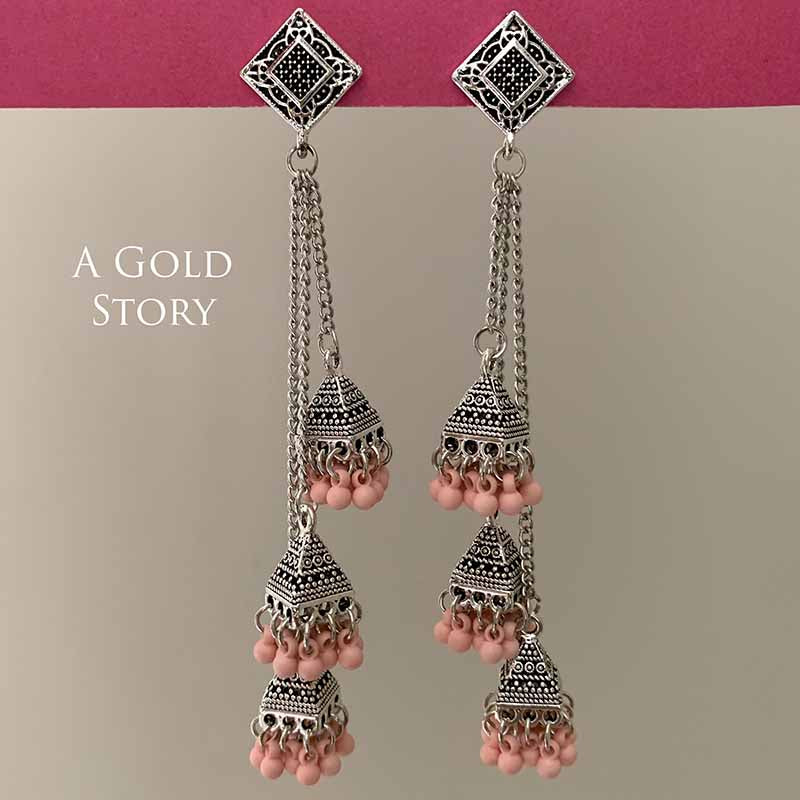 NOUF CHAIN EARRINGS PINK