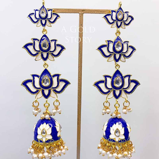 NEGAR KUNDAN EARRINGS BLUE - Basics by A Gold Story