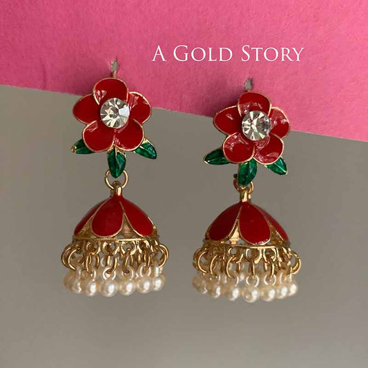FLOWER JHUMKAY RED