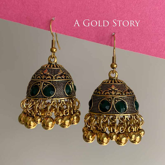 FATIN EARRINGS GOLDEN GREEN
