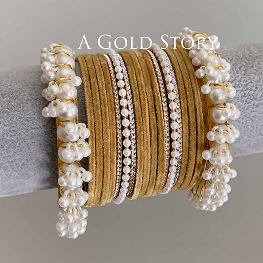 TABEER VELVET BANGLES SET BEIGE