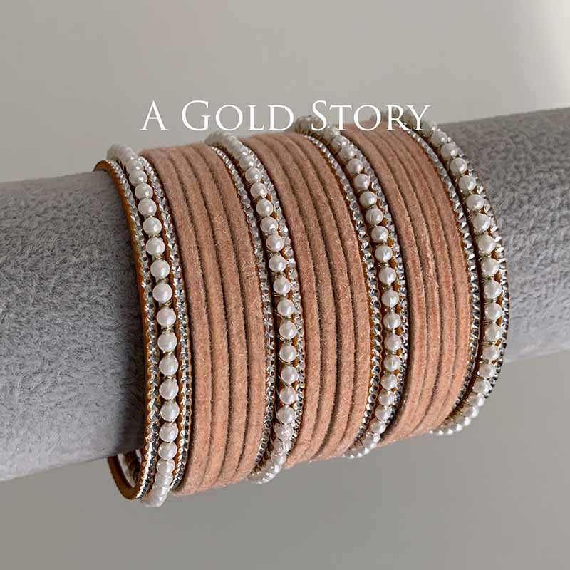 UROOJ VELVET BANGLES SET PEACH