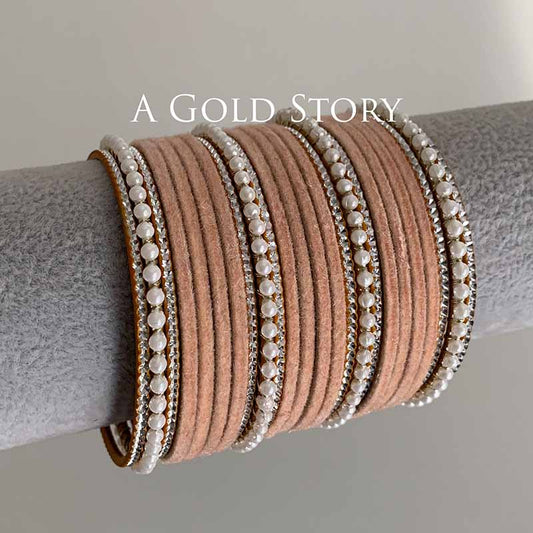 UROOJ VELVET BANGLES SET PEACH