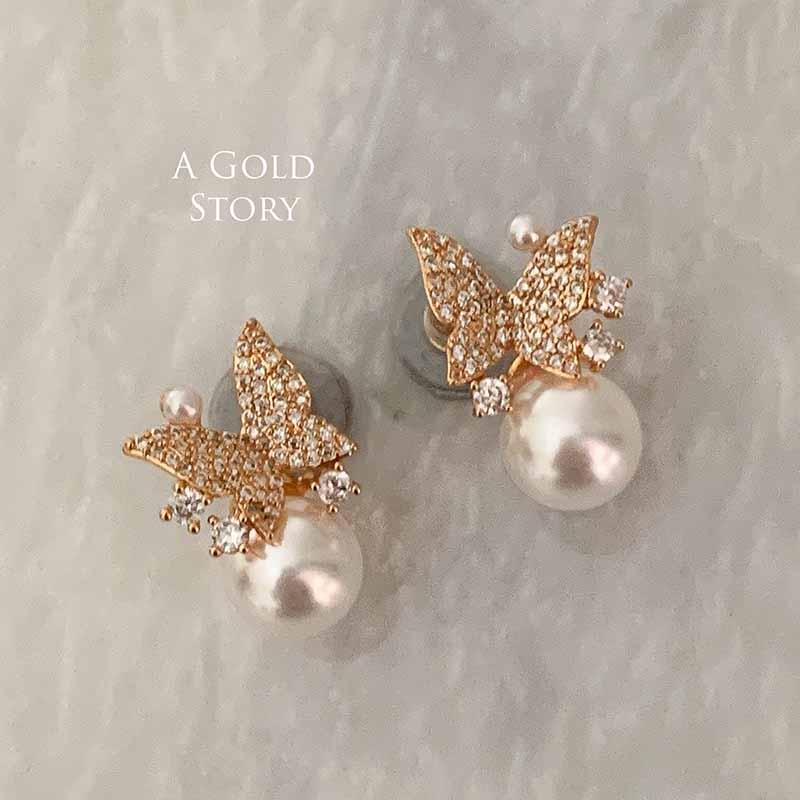 MANHA EARRINGS PEARL GOLDEN