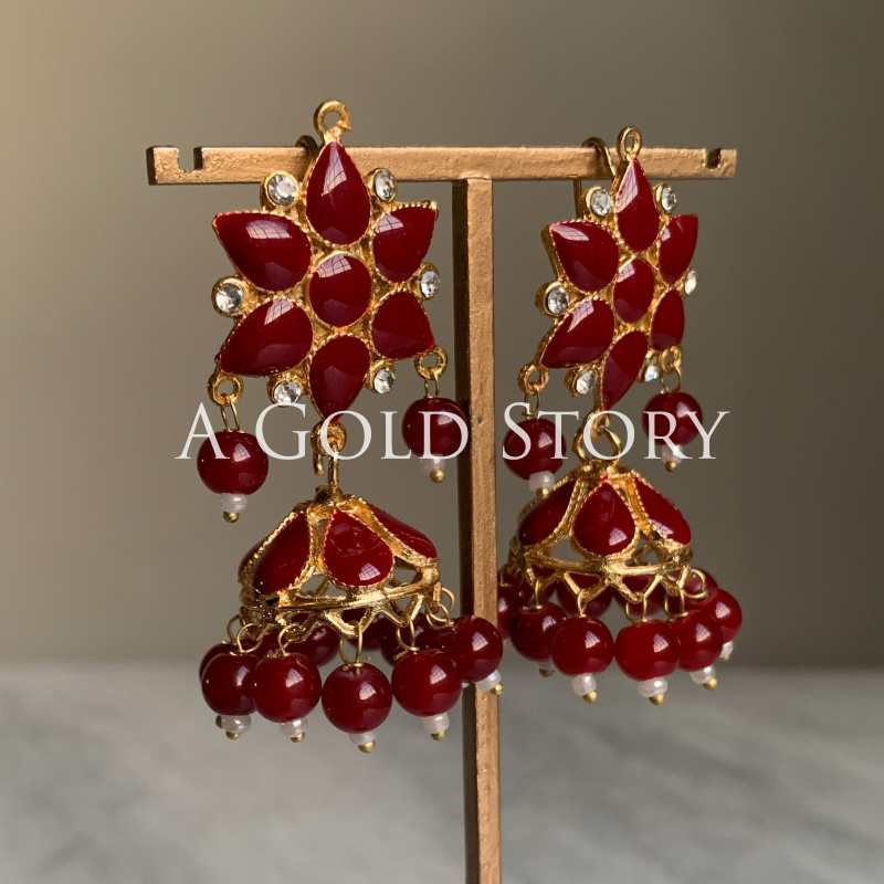 ASMARA MEENAKARI JHUMKAY MAROON