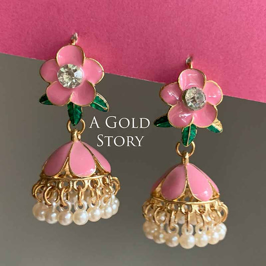 FLOWER JHUMKAY PINK