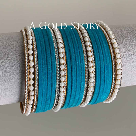 UROOJ VELVET BANGLES SET FEROZI