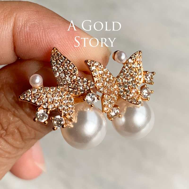 MANHA EARRINGS PEARL GOLDEN