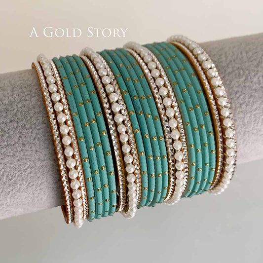 JANNAT BANGLES SET SEA GREEN