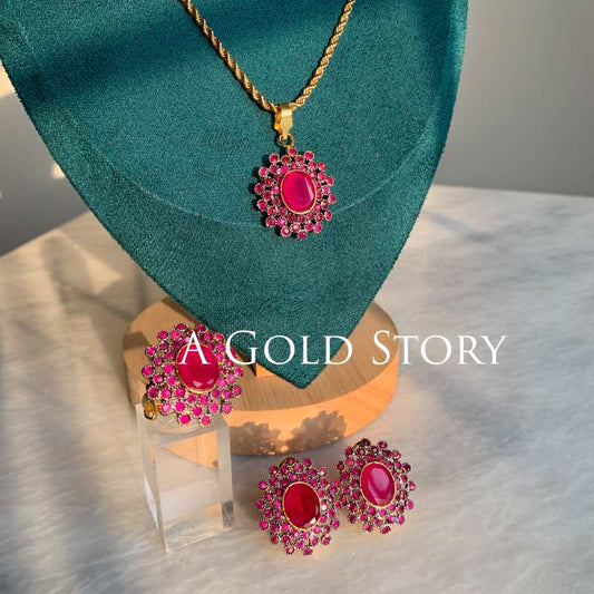 AARIFA PENDANT SET RUBY