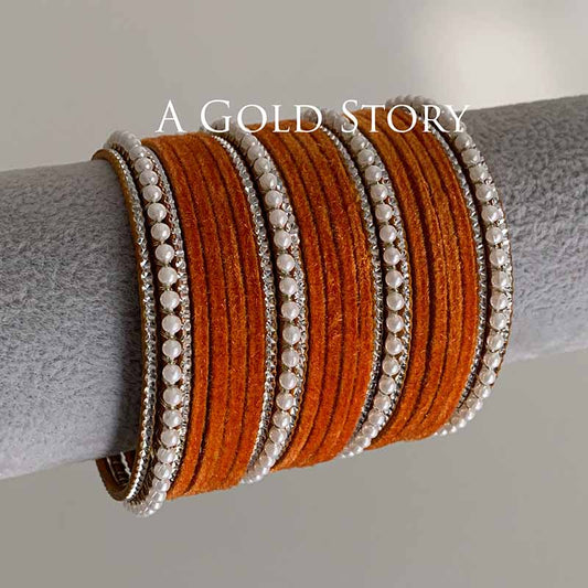 UROOJ VELVET BANGLES SET ORANGE