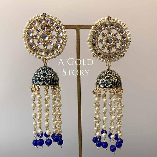 GOLNAR KUNDAN EARRINGS BLUE