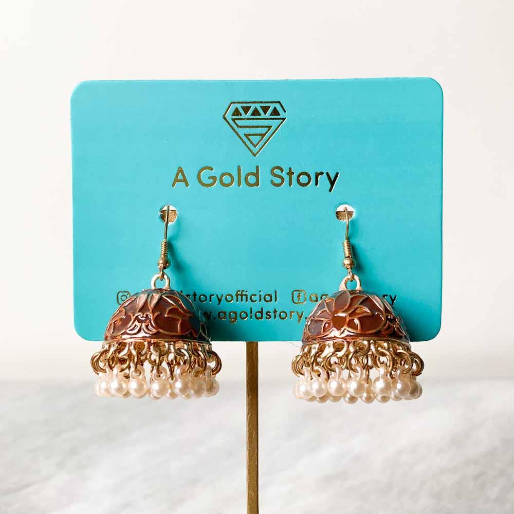 MEENA MINI JHUMKIS BROWN - Basics by A Gold Story