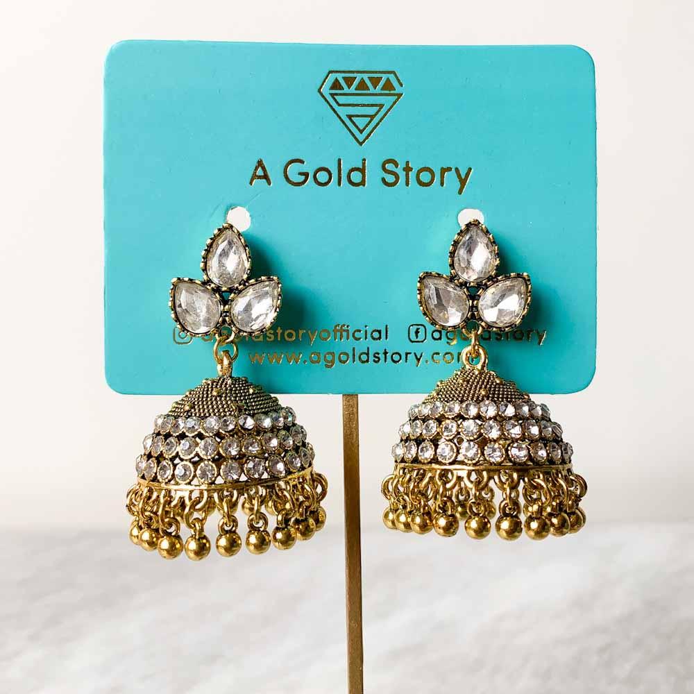 ZUMNA JHUMKAY GOLDEN WHITE - Basics by A Gold Story