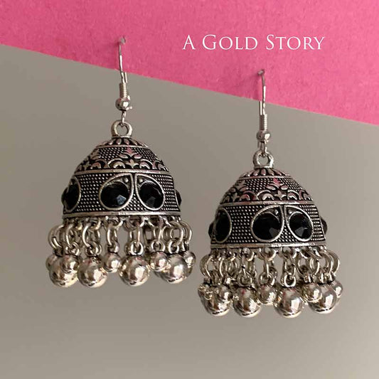FATIN EARRINGS SILVER BLACK