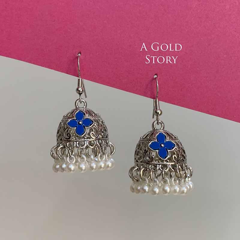 NEHA JHUMKIS SILVER BLUE