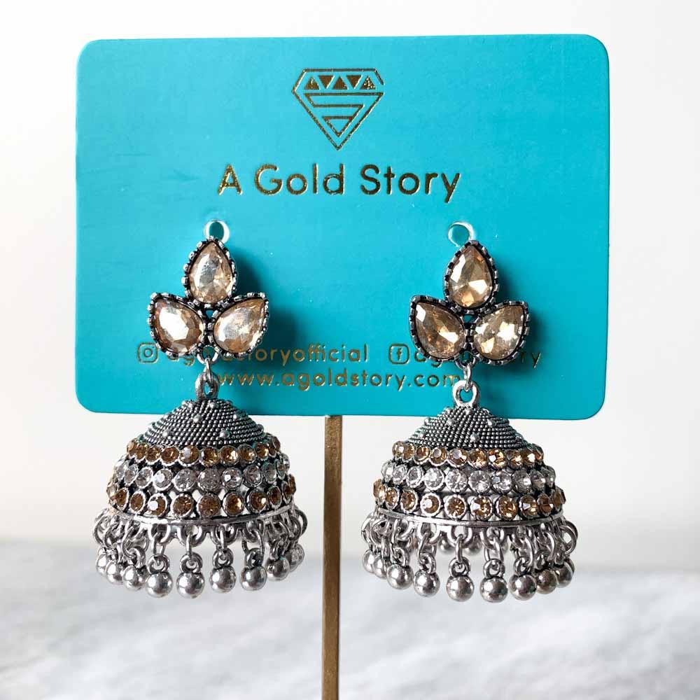 ZUMNA JHUMKAY SILVER CHAMPAGNE - Basics by A Gold Story