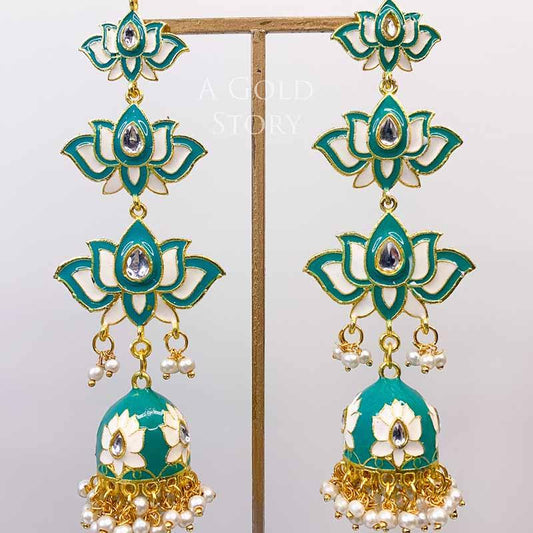 NEGAR KUNDAN EARRINGS GREEN - Basics by A Gold Story