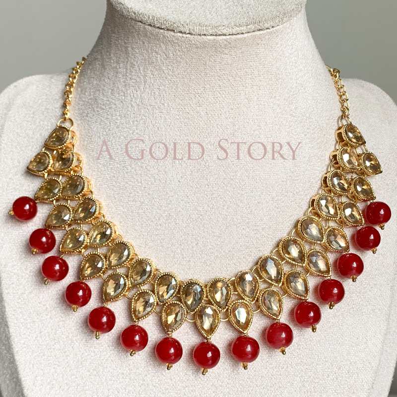 TARYAN NECKALCE SET RED/ MAROON