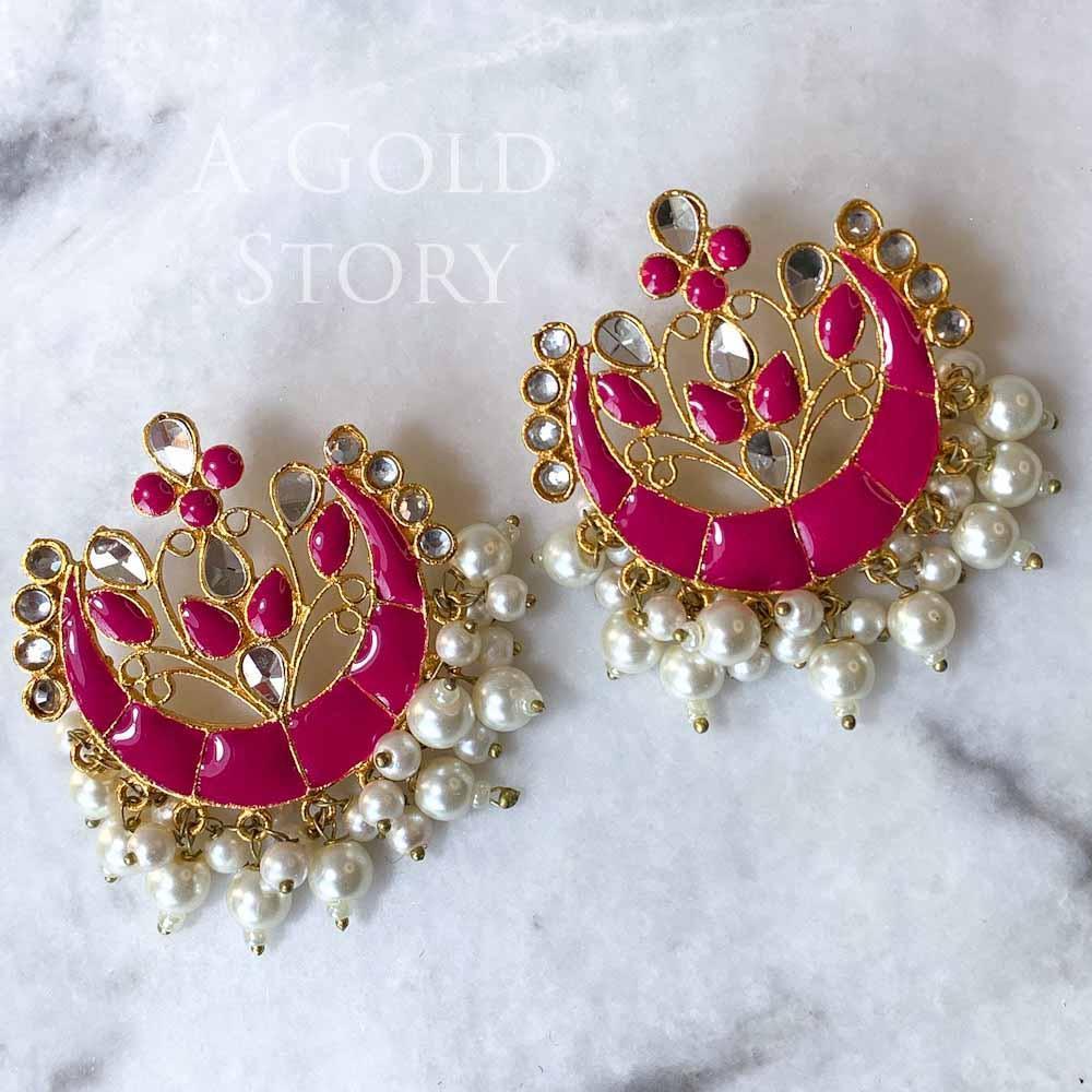 LAILA EAR STUDS AND TIKKA MAGENTA - Basics by A Gold Story