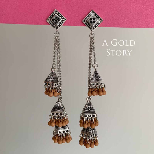 NOUF CHAIN EARRINGS BROWN