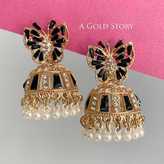 BUTTERFLY JHUMKAY GOLDEN BLACK