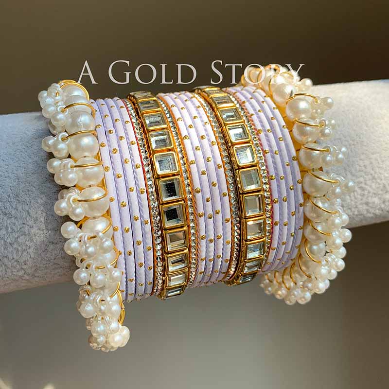 ANEESA BANGLES SET WHITE