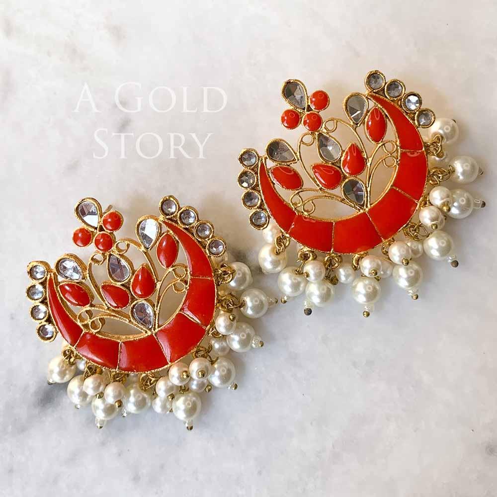 LAILA EAR STUDS AND TIKKA ORANGE - Basics by A Gold Story