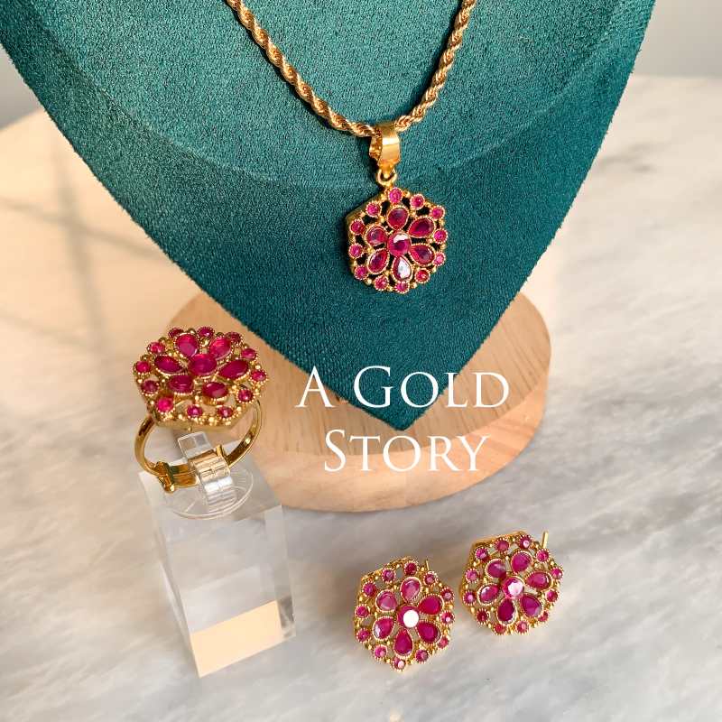 AABASAH PENDANT SET RUBY