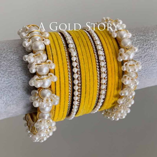 TABEER VELVET BANGLES SET YELLOW