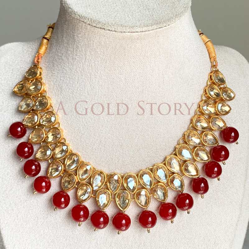 TABINA NECKALCE/ CHOKER SET RED/ MAROON