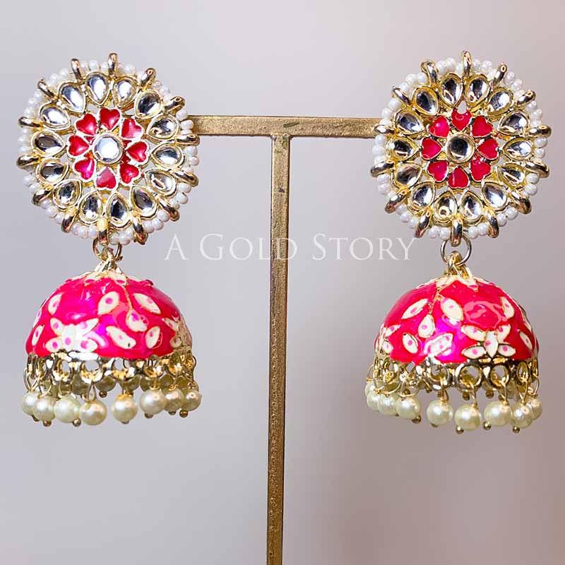 DELARA KUNDAN JHUMKAY PINK - Basics by A Gold Story