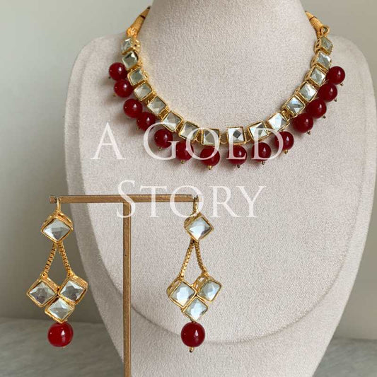 DEEBAJ NECKALCE/ CHOKER SET RED/ MAROON