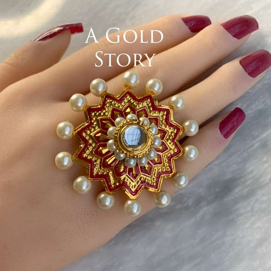 AKLEEMA KUNDAN RING MAROON