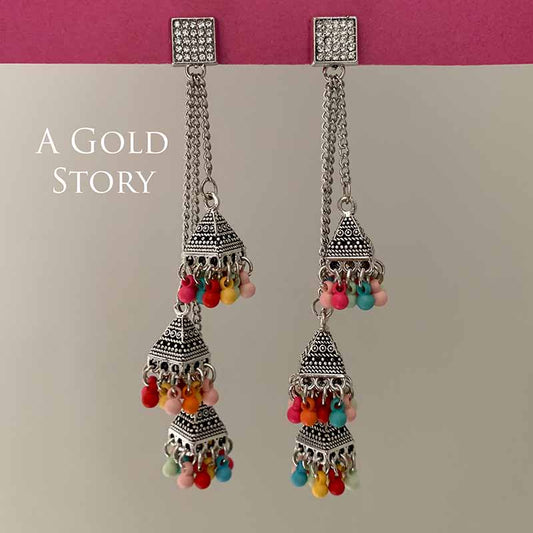 NOUF CHAIN EARRINGS MULTICOLOR WITH STONES