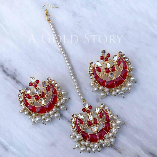 LAILA EAR STUDS AND TIKKA RED - Basics by A Gold Story