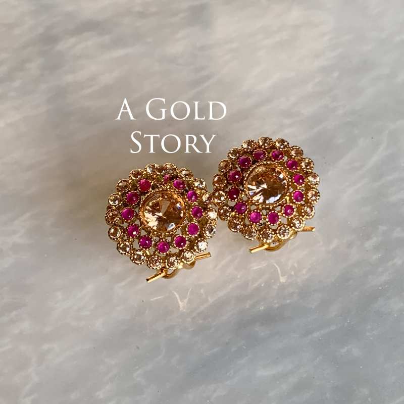 ALHINA PENDANT SET CHAMPAGNE & RUBY