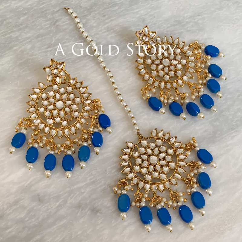 MALAKA EARRINGS & TIKKA SET FEROZI