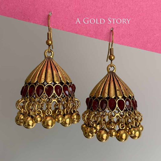 REEM JHUMKAY GOLDEN MAROON
