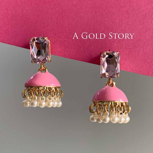 ABEEHA MEENAKARI JHUMKAY PINK