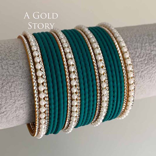 AROOBA BANGLES SET TEAL/ ZINC