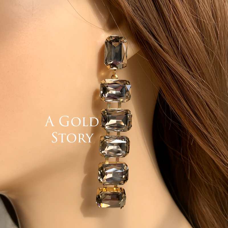 HADIA SHOWER EARRINGS TRANSPARENT BLACK