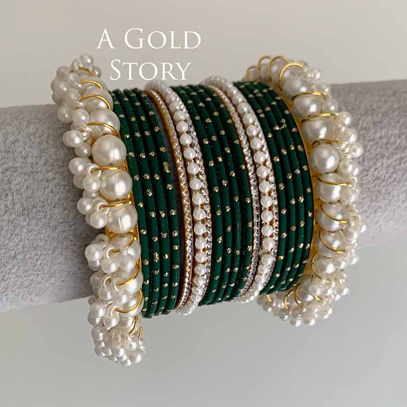 ADAA BANGLES SET EMERALD GREEN